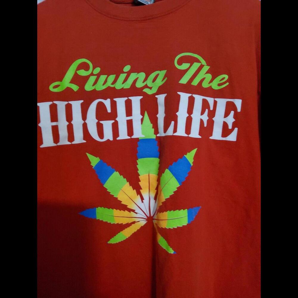 Pro Crux Mens Red Distressed T Shirt Living the High Life 3XL